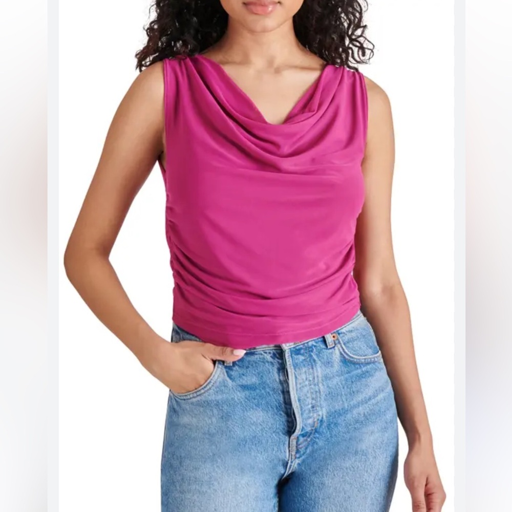 Steve Madden Cowl Neck Mesh Tank
